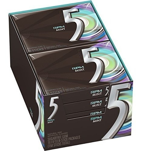 Chicle - Chicle - 5 Gum Rpm Mint Sugarfree Gum, 15 Piece (10