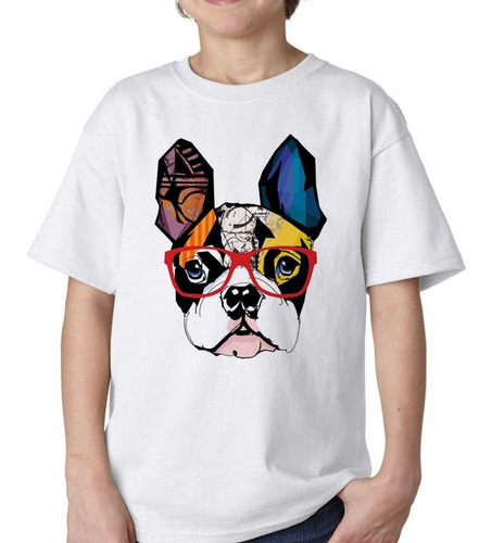 Remera De Niño Bulldog Hipster Colores Art