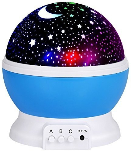 Proyector Luces Varios Colores Noches Niños Lampara Azul