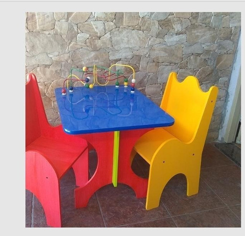 Juego De Mesa Prono Rectangular + Una Silla Niños Colores