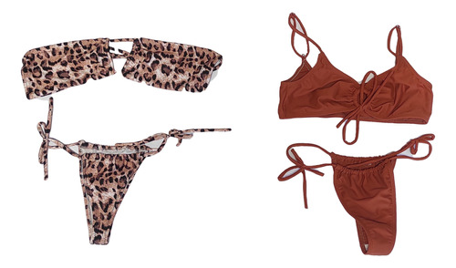 Combo Pack X2u Bikinis Estampadas Mujer Talle 2 Oferta