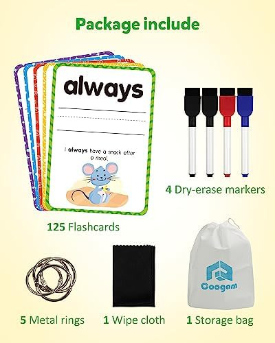 Coogam Words Kids Learning Flash Cards, 250 Dolch Word Game