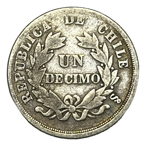 Moneda Chile 1 Décimo Año 1869 Km 136.2 Plata 0.835