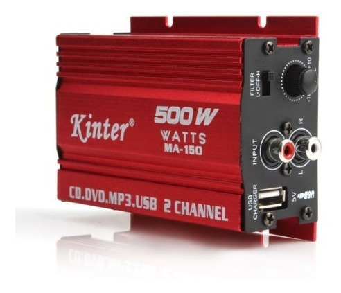 Imagen 2 de 6 de Rojo 500w Ma-150 Dc9-15v 2ch Mini Hi-fi Stereo Mp3 Audio Amp