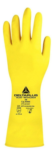 Luva De Látex Amarela Com Forro M - 08 Ve200 Deltaplus