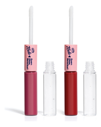 Kit Batom Duo Qdb 7belo: Gloss Rosa Único + Vermelho