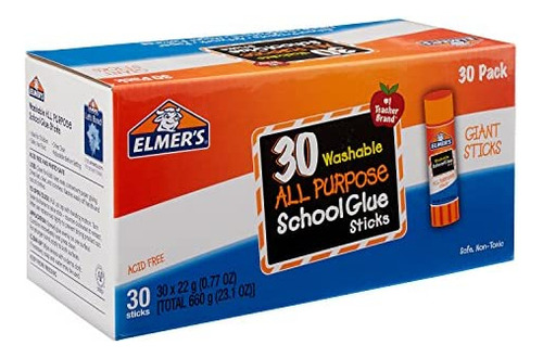 Barras De Pegamento Escolar Multiusos Elmerøs, Lavables, 22