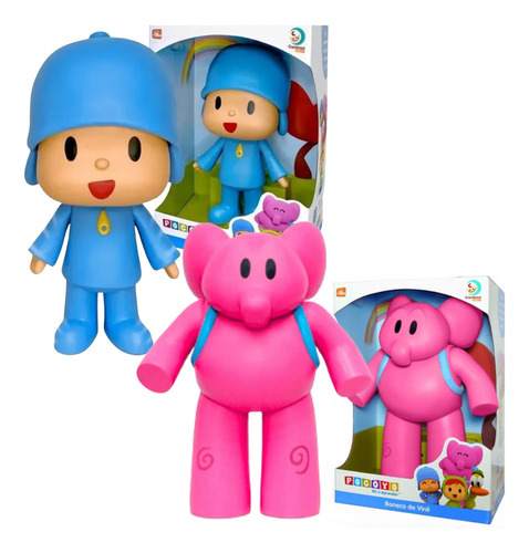 Kit Boneco Pocoyo Elly Vinil Grande Articulado 28cm Original