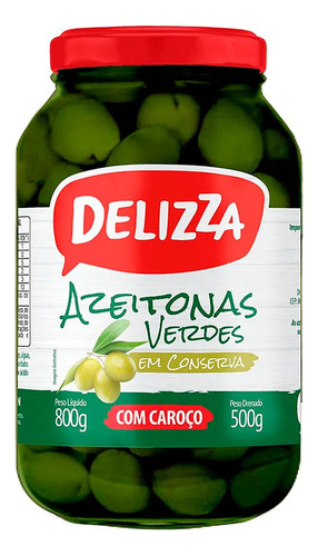 Azeitonas Verdes Delizza Com Caroço 500g