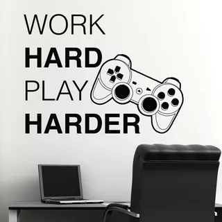Vinil Decorativo 6240 Gamer Work Hard Play Harder Grande