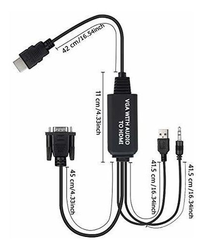 Cable Vga Hdmi Adaptador Audio Para Conectar Pc Antigua