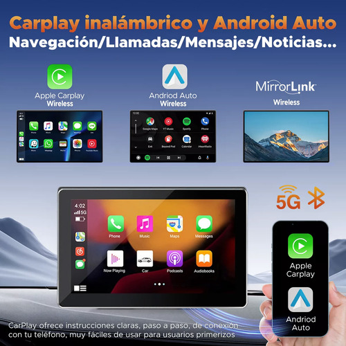 Estéreo De Pantalla Carplay Android Auto Portátil Dashcam 4k