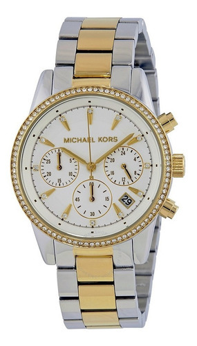 Reloj Michael Kors Ritz Mk6474 Para Dama En Acero Original Color De La Correa Plata/dorado Color Del Bisel Dorado Color Del Fondo Blanco