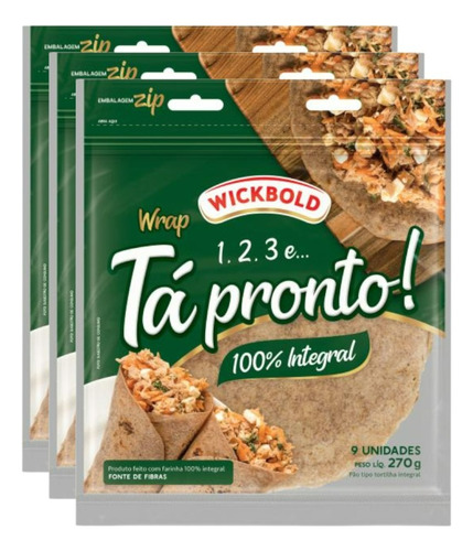 3 Pacote Wrap Tá Pronto! Integral Pacote Wickbold Com 270g