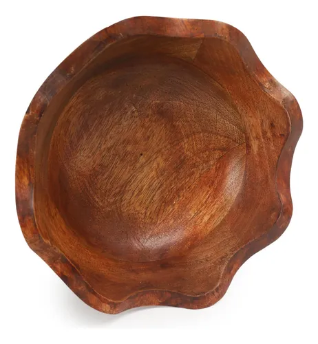 Tazón De Diseño De Ondas Hechas A Mano De Madera Amerindiana