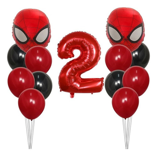 Kit De Globos Spierman Avengers+numero70cm+latex Comun