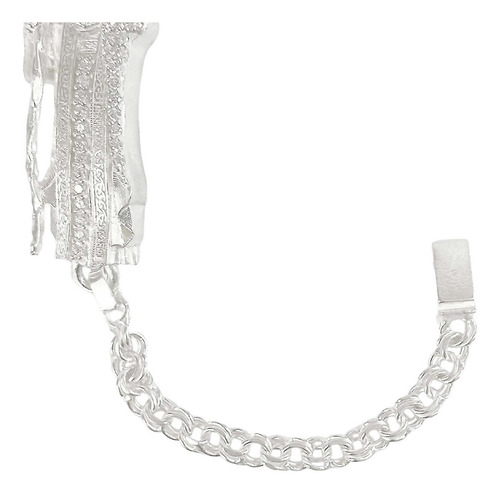Pulsera Santa Muerte Esclava Zirconias Plata Solida Ley S925 Diámetro 6 Cm Largo 20 Cm