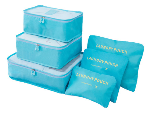 Kit organizador de maletas Necessaire, bolsas de 6 piezas, azul claro