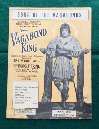 Partitura Antigua Musica Usa    The Vagabond King  1925
