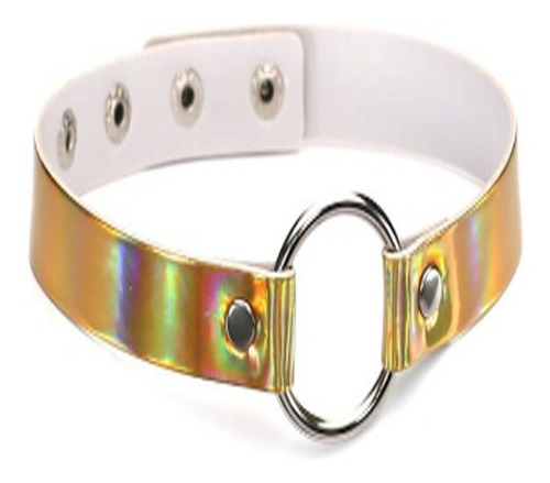 Choker Tornasol Ajustable Color Dorado Kawaii Punk Collar