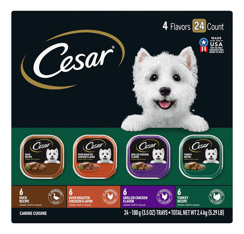 Cesar Suave Wet Dog Food Pan Clásico De La Salsa De Aves Var