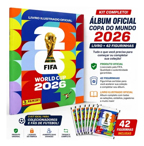 Kit Copa Do Mundo 2026 Álbum + 42 Figurinhas Fifa World Cup