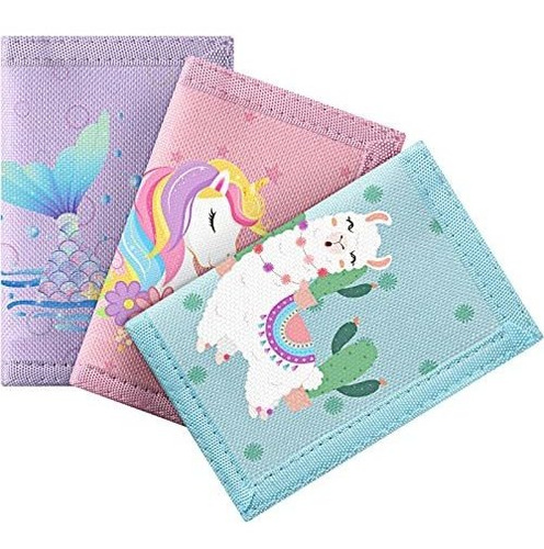 3 Piezas Wallets Kid Para Niñas Edades 6-18 Canvas H7hc1