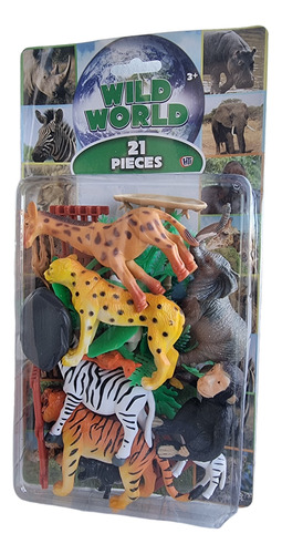 Set Animales Selva 21 Piezas Wild World Animals Hti Calidad.