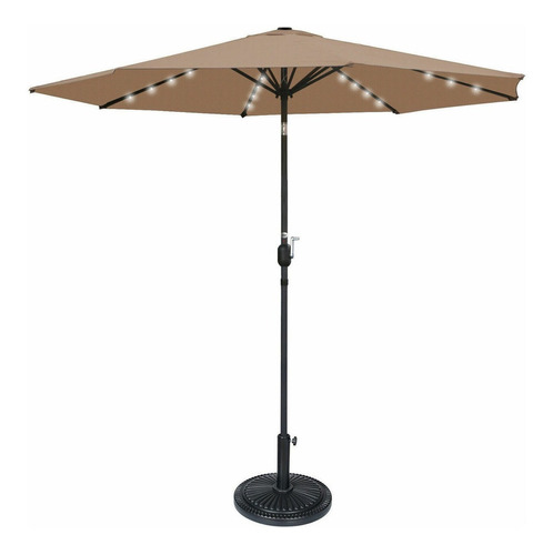 Patio Market Solar 10ft Led Lighted Umbrella Tan+   