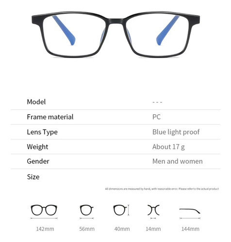 Lentes Para Computadora Lentes Luz Azul Unisex Ligeros