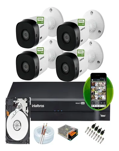 comprar Kit Intelbras 4 Cam 1220b Full Hd 1080p 2m Dvr 4 Mhdx 1104