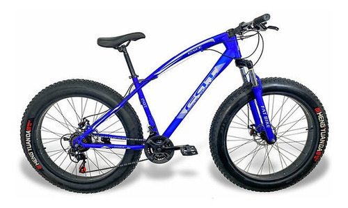 Bicicleta  fat bike Fat Sports Fat Bike aro 26 21v freios de disco mecânico cor azul com descanso lateral