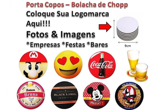 10 Bolacha De Chopp - Porta Copos Personalizado