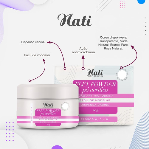 Pó Acrílico Para Alongamento De Unhas Nati Flex Powder