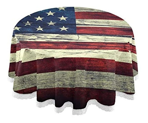 Mantel Redondo De Poliéster Con Bandera De Estados Unidos