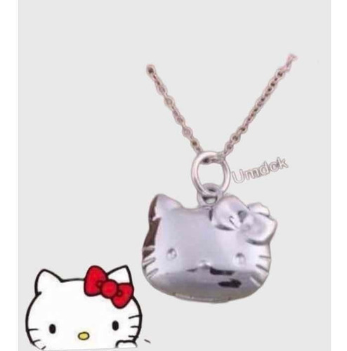 Hello Kitty Collar Plata+ Cadena + Caja De Regalo