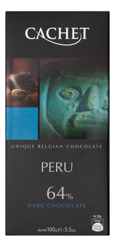 Chocolate Belga Dark 64% Cacau Cachet Peru Caixa 100g