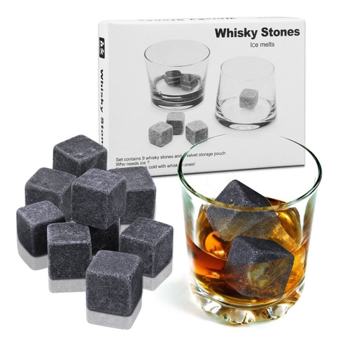 Juego De Piedras Para Enfriar Whisky Kit 9 Piedras
