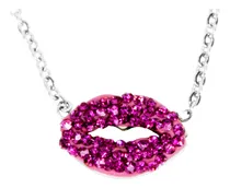 Comprar Collar Con Dije De Labios Fucsia Con Cristales Joyería 