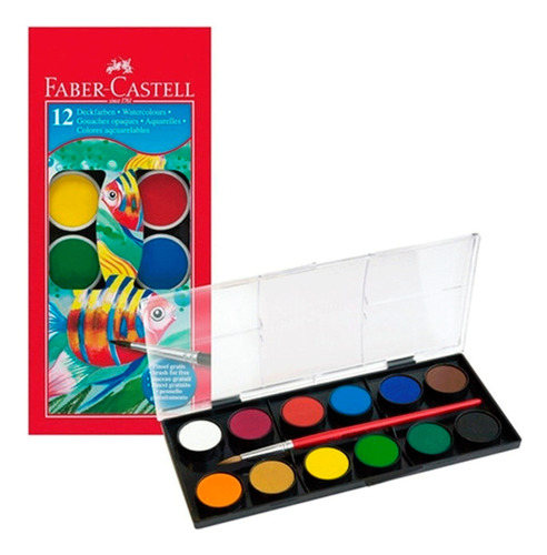 Faber-castell Acuarelas Escolares Por 12 Colores + Pincel