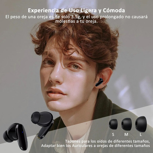 Audífonos in-ear inalámbricos Vulata S90 Negro Auriculares Inalambricos Bluetooth 5.3 con Microfono