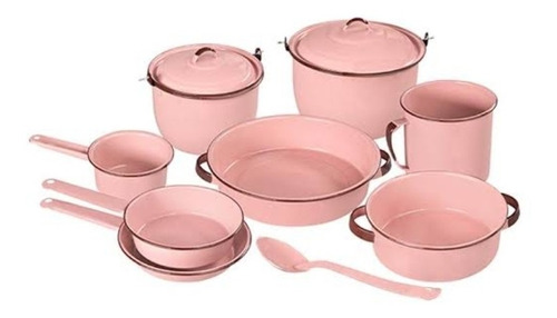 Ollas Bateria Cocina Rosa De 11 Piezas Peltre