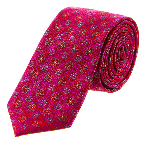 Corbata Hombre Tejido Jaquard Relieve Slim Vittorio Forti Color Rosa Largo 6.5 cm
