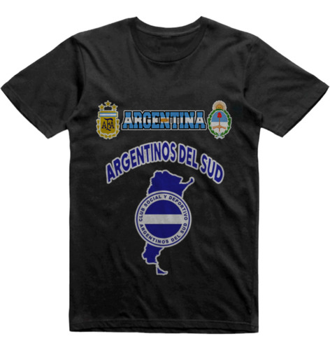 Remera Infantil Negra Argentinos Del Sud Mar Del Plata