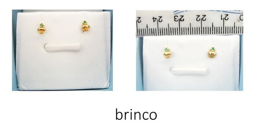 Brinco Em Ouro Com Pequena Esmeralda