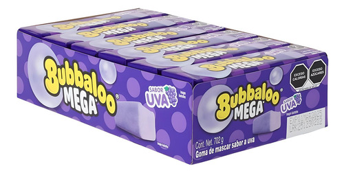 Chicle Bubbaloo Mega Sabor Uva 18pz Goma De Mascar Morado