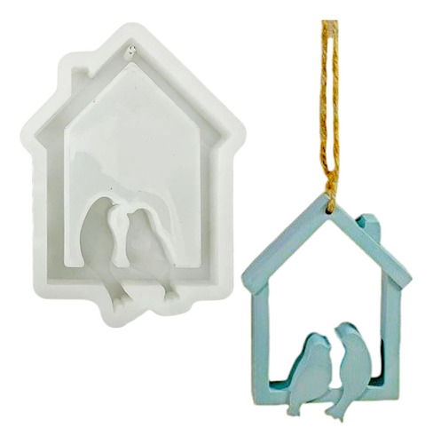 Molde Silicona Colgante Casita De Pajaros Para Resina Yeso Color Transparente