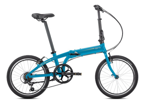 Bicicleta urbana plegable Tern Link A7 R20 Único frenos v-brakes cambio Shimano Tourney color matte blue/silver con pie de apoyo  