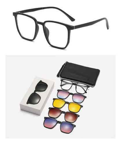 comprar Lentes De Sol Con 5 Clips Magnéticos Polarizados Rectangular