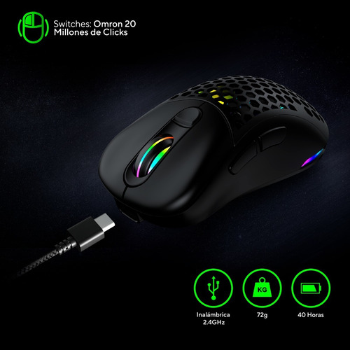 Imagen 8 de 9 de Mouse gamer de juego inalámbrico recargable VSG Aquila Fly blanco mate